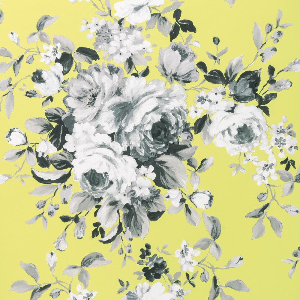 Emeline Wallpaper W0081 01 by Clarke and Clarke in Citron Yellow